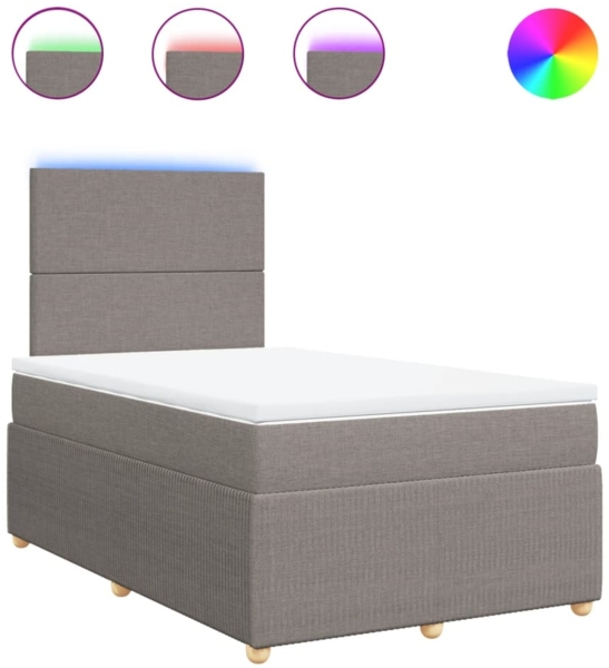 vidaXL Boxspringbett mit Matratze Taupe 120x190 cm Stoff 3294292