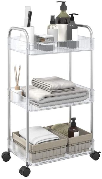vidaXL Aufbewahrungswagen 3 Etagen Transparent 37x28x68 cm Acryl 4012377