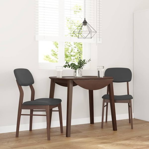 vidaXL Esszimmerstühle mit Kissen 2 Stk. Braun Massivholz Gummibaum 4102524