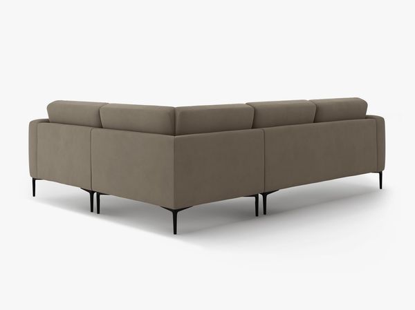 Micadoni Ecksofa Bemy 4-Sitzer Rechts Samt Grau Braun Bild 3