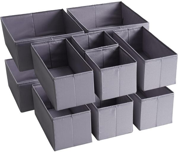 TYEERS Schubladen Organizer 6er-Set Dunkelgrau Stoff Aufbewahrungsboxen