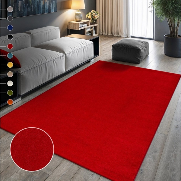 Sanat Teppich UNI, auch als Läufer- und Rundgrößen erhältlich, rechteckig, Höhe: 13 mm, robuster Kurzflorteppich, große Farbauswahl, Wohnzimmer, alle Räume