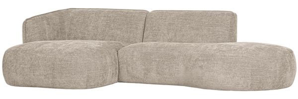 Ecksofa Polly aus Webstoff, modern linksseitig, Sand, weich gepolstert für dein Wohnzimmer