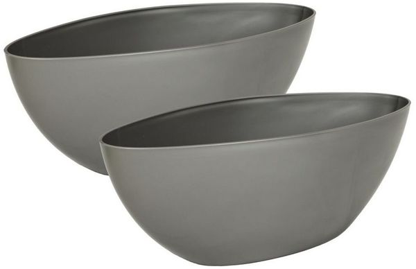 Heimwerkercenter Übertopf MePla 2 Stück Schale OVAL - wetterfestes PflanzgefäßL 38cm - grau