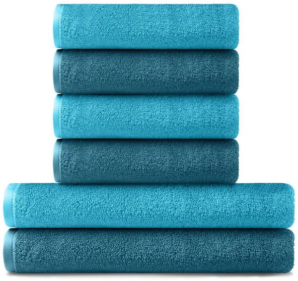 BARBONS Handtuch Set Handtücher 6-tlg, 2x Badetuch & 4x Badehandtuch Duschtücher, (6-St), Walkfrottee, 100% Baumwolle, saugstark, weich