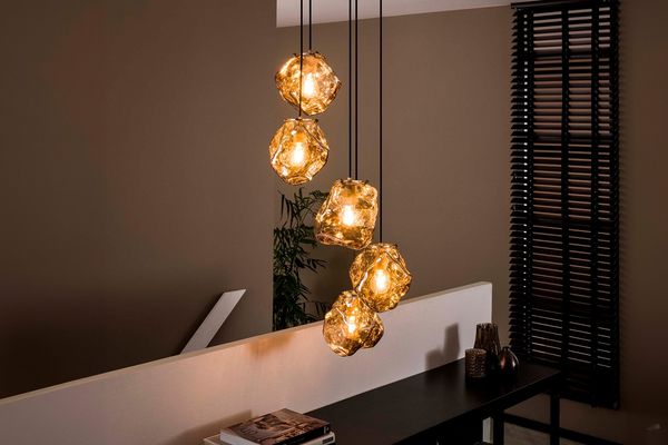 KAWOLA Pendelleuchte EDESSA Hängelampe 5-flammig Glas silber 150 x 50 x 50 cm