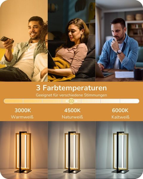 EDISHINE LED Tischleuchte Drehbare, Touch Dimmbare Nachttischlampe, LED fest integriert, Industrielle Tischlampe aus Metall, 3 Farbtemperaturen