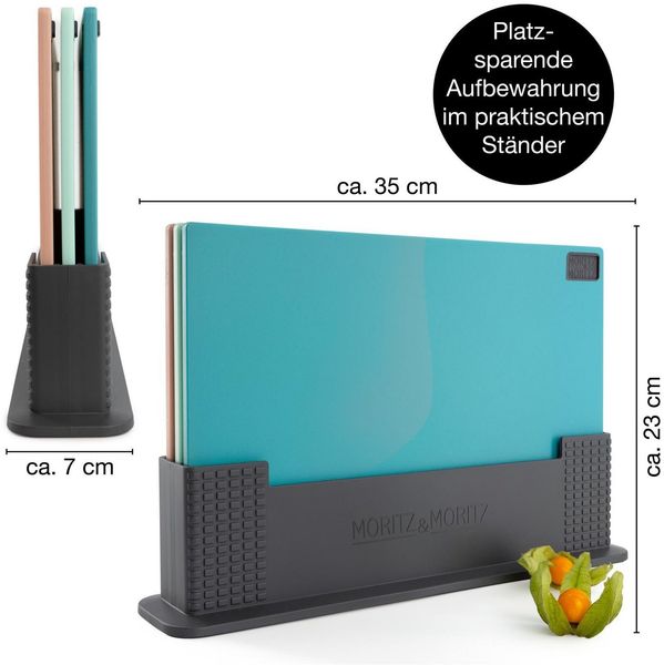 Moritz & Moritz Schneidebrett 3x Schneidebrett Kunststoff Set, Kunststoff, (3er Set), Spülmaschinengeeignet und hygienisch