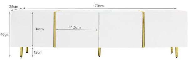 Hochglanz-TV-Schrank mit vier Türen, modern und schlicht, in Weiß Bild 6