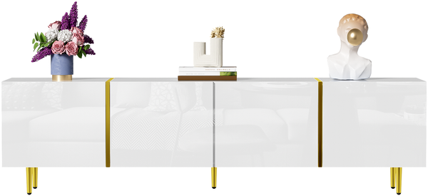 Hochglanz-TV-Schrank mit vier Türen, modern und schlicht, in Weiß
