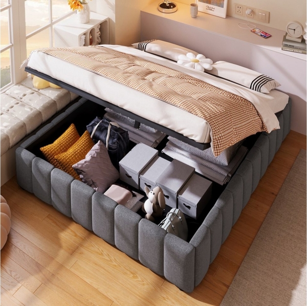 TavilaEcon Polsterbett hydraulische Lagerung, ohne Kopfteil, verstellbar und platzsparend (Ohne Matratze), 140x200 cm Bild 3