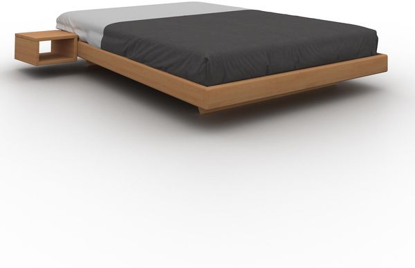 Marior HOME 'CARRE' Doppelbett, 160x200, Buchenholz, Karamell, Ein Tisch