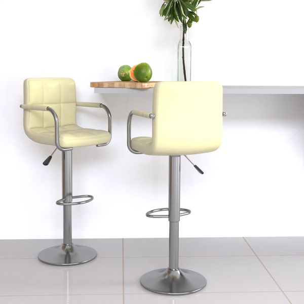 vidaXL Barhocker 2 Stk. Creme Kunstleder [334597]