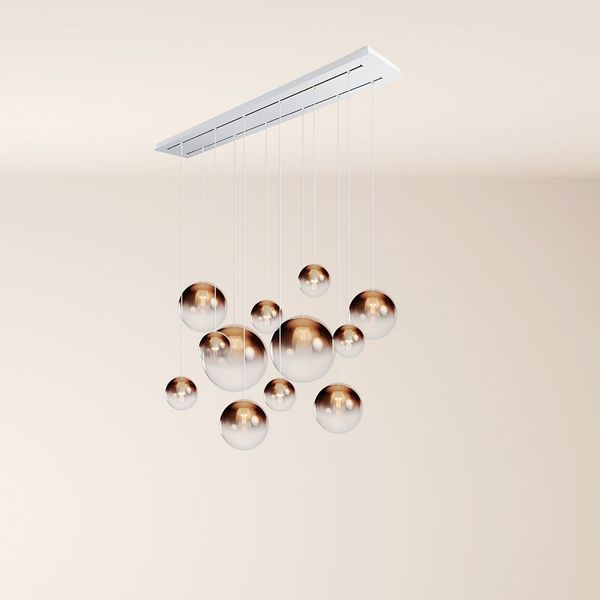 s.luce Orb Esszimmerlampe 12-flammig 160cm 2-reihig Kupfer Verlauf
