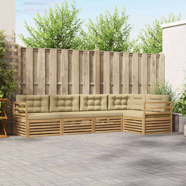 vidaXL Outdoor-Sofagarnitur mit Kissen 5 pcs Weiß und Beige Polyester 3390468