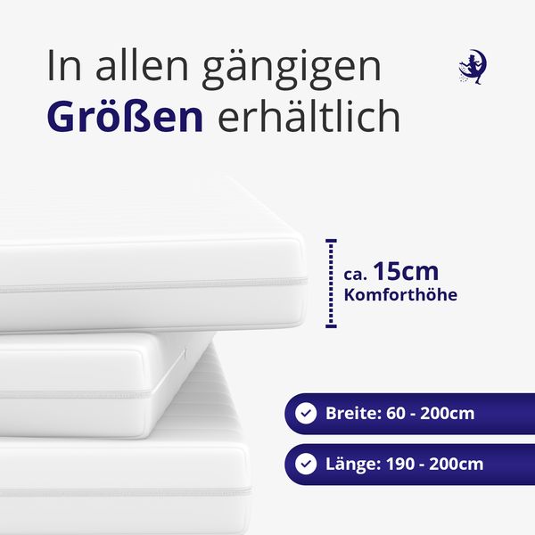 Matratze 180x200 - 7 Zonen - Atmungsaktiver Kaltschaum - H2/H3 -Waschbarer Matratzenbezug - Höhe ca. 15cm, Matratze 180x200cm Bild 3