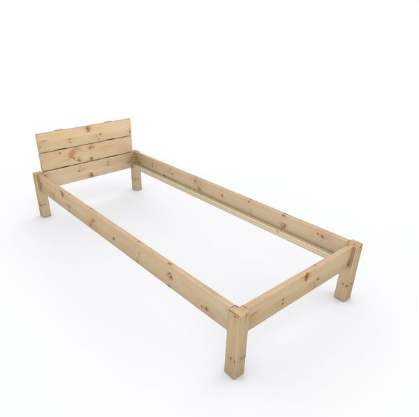 Pfostenbett "metallarm" Zirbe Holzbett "Daybett" 90 x 220cm 38cm Einzelbett