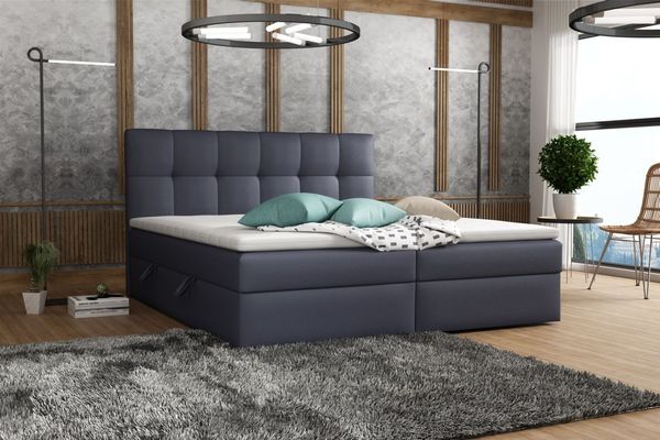 Boxspringbett Schlafzimmerbett ARTURO 200x200cm Kunstleder Soft Anthrazit