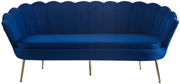 Muschelsofa Dunkelblau 180 x 76 cm Samt mit Metallbeinen in Chrom Goldfarben