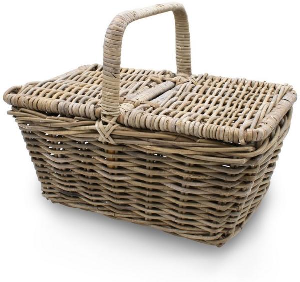 Spetebo Picknickkorb Rattan Picknickkorb mit Deckel (Stück, 1 St, 1), 50x35 cm - Weidenkorb natur mit Tragegriff