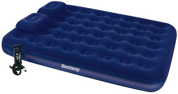 Bestway Luftbett Beflockt mit Kissen & Luftpumpe 203x152x22 cm 67374 3202390