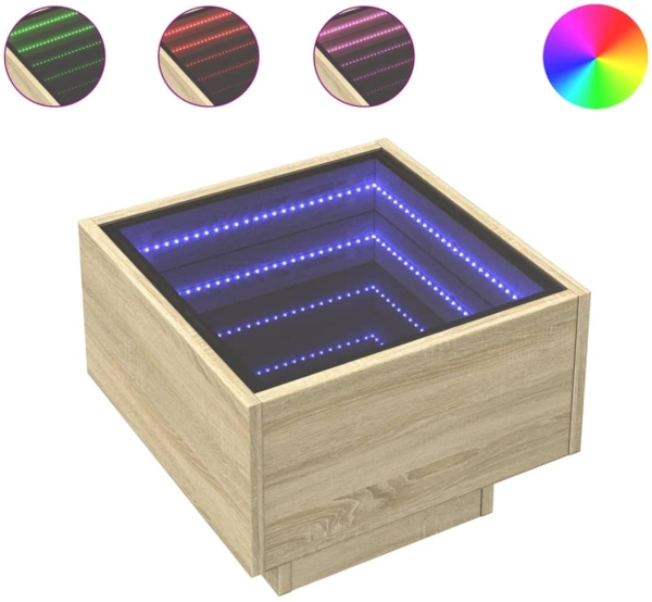 vidaXL Beistelltisch mit LED Sonoma Eiche 40x40x30 cm Holzwerkstoff 847499