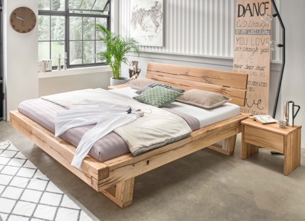 Balkenbett UNIKA Massivholzbett Eiche geölt 140 x 200 cm