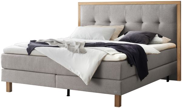 Solara Boxspringbett grau Eiche MassivholzPolyester/Polyamid/Viskose 206cm x 148cm x 125cm
