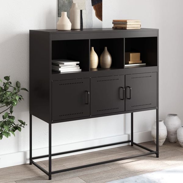 vidaXL Sideboard Schwarz 100,5x39x107 cm Stahl 846590
