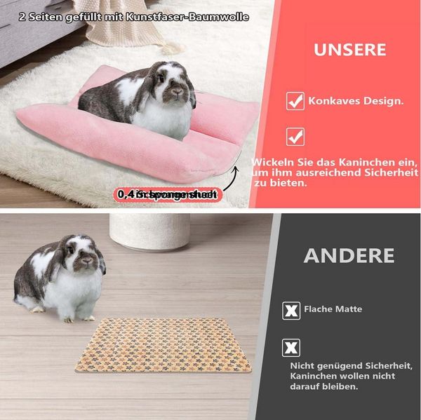 Ledander Tierdecke Kaninchenbett für Kaninchenkäfig - Verdickte, weiche Plüschmatte zur, Waschbares Zwei-Seiten Plüschkissen Matratze für Kleintiere