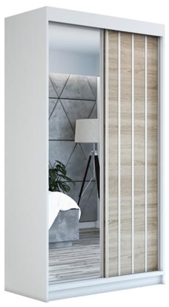 Schwebetrenschrank VIGO 2-trig Schrank 160 cm (mit Spiegel) Farbe: Wei , sonoma