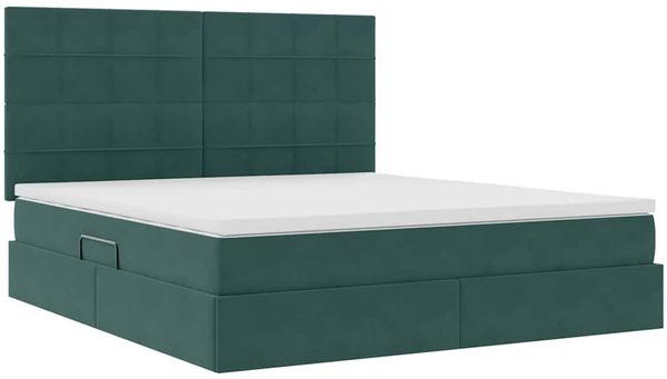 vidaXL LED-Speicherbett mit Matratze Dunkelgrün 180 x 200 cm Samt 3372684 Bild 6