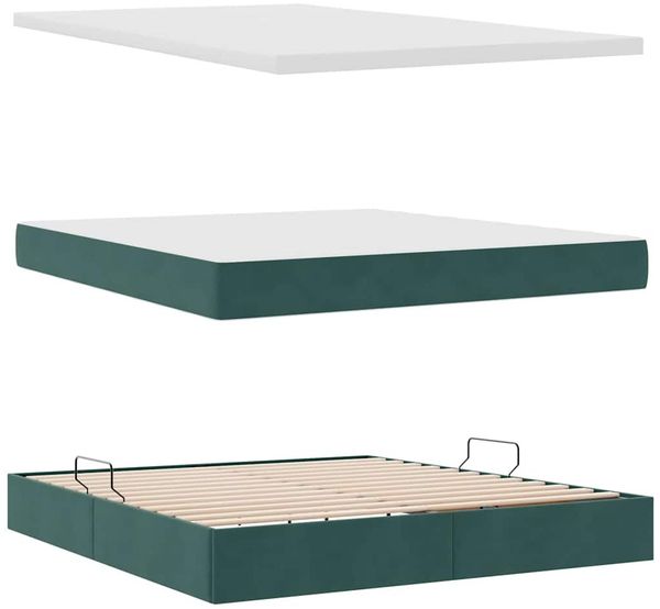 vidaXL LED-Speicherbett mit Matratze Dunkelgrün 180 x 200 cm Samt 3372684 Bild 9