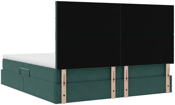 vidaXL LED-Speicherbett mit Matratze Dunkelgrün 180 x 200 cm Samt 3372684 Bild 12