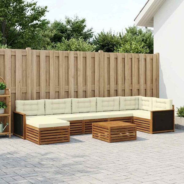 vidaXL Outdoor-Sofagarnitur mit Kissen 8 pcs Natur und Creme 3383643