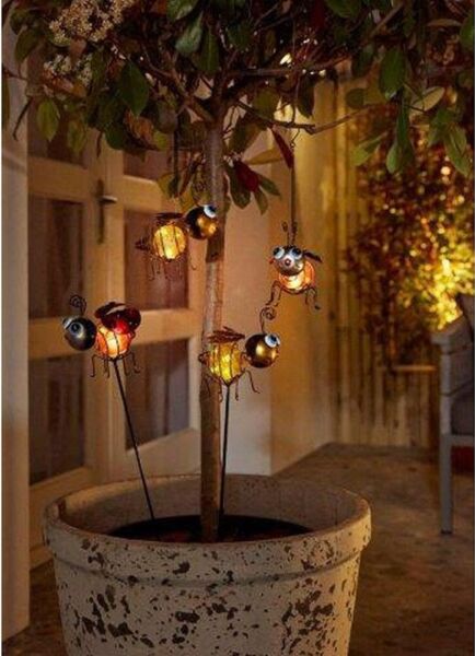 Luxform LED Gartenleuchte Luxform 2 x Solarleuchte Bee & LadyBug Stake Bunte Gartenbeleuchtung, LED fest integriert