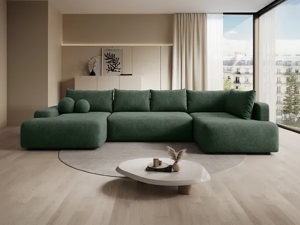 Vente-unique - DAVISO Sofa Stoff Grün - B 204 cm x H 87 cm x L 360 cm