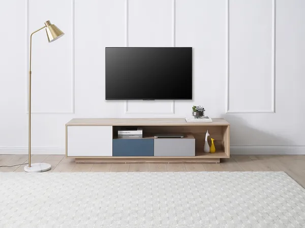 Vente-unique - FILUTIA TV unit Holz, Platte Beigemulticolour - B 39,8 cm x H 45 cm x L 180 cm