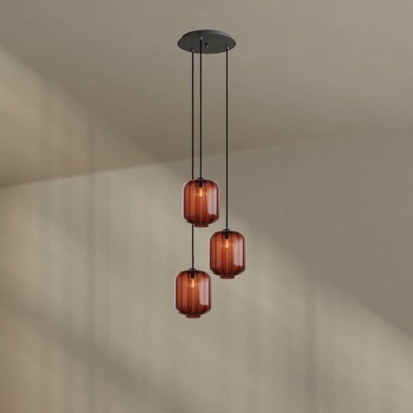 s.luce Velo 3-flammige Galerielampe Ø 40cm Baldachin Ø 25cm Braun, Schwarz