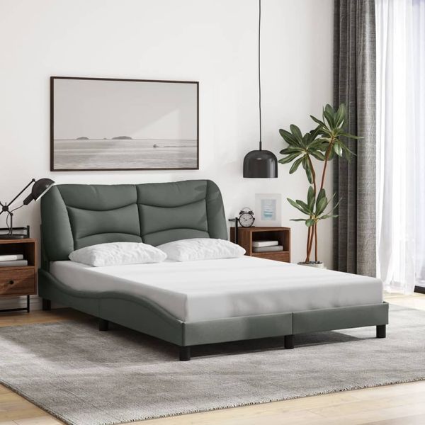 vidaXL Bettgestell ohne Matratze "Hvar" Dunkelgrau 140x190 cm Stoff 3207766