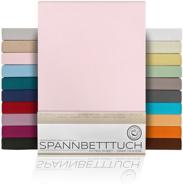Beautex Spannbettlaken Spannbetttuch Bettlaken aus gekämmter Baumwolle Premium Jersey 160g/m², Jersey, Gummizug: rundum, (1 Stück)