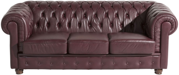 Sofa 3-Sitzer Kalea Bezug Wischleder Buche nussbaum dunkel / rot 21373 Bild 2