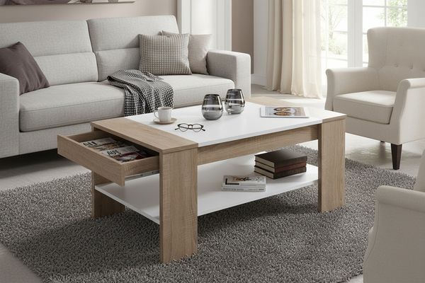 Couchtisch 'FINLEY PLUS', Sonoma Eiche/Weiß