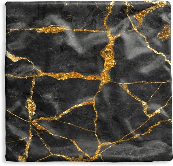 MuchoWow Dekokissen Marmor - Gold - Schwarz - Marmoroptik - Glitter, Kissenbezüge, Kissenhülle, Deko Kissenbezug, Kissen, 40x40 cm