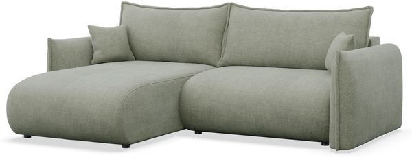 Selsey Cushi Ecksofa mit Schlaffunktion, Ottomane links, Salbeigrün-Chenille