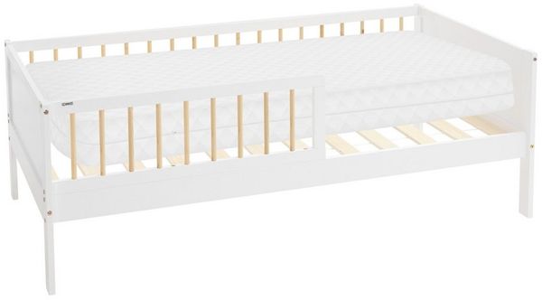 ML-DESIGN Jugendbett Bodenbett Juniorbett inkl. Lattenrost Einzelbett für Kinder Kinderbett, Junior-Bett mit Rausfallschutz & Matratze Bettrahmen aus MDF / Kiefer