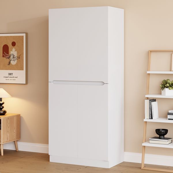 Kleiderschrank 70x40x170 cm in Weiß mit Doppeltür und praktischem Staufach