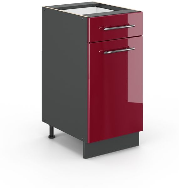 Küchenunterschrank Fame-Line Bordeaux Hochglanz 40 cm ohne Arbeitsplatte Vicco