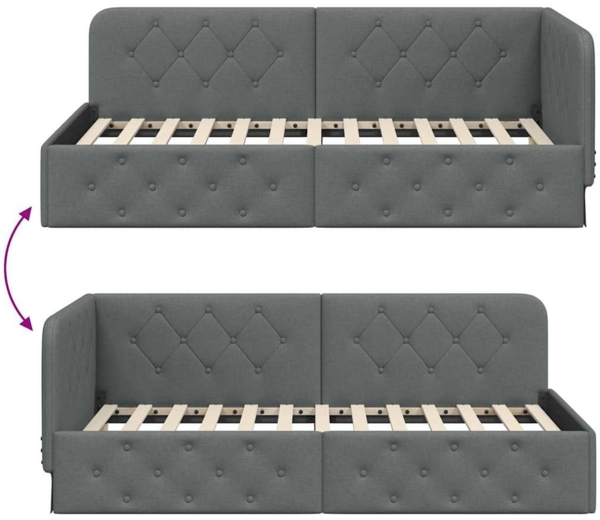 vidaXL Eckbettgestell mit Kopfteil Dunkelgrau 100x200 cm Stoff 42016504 Bild 8