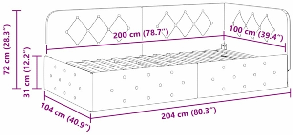 vidaXL Eckbettgestell mit Kopfteil Dunkelgrau 100x200 cm Stoff 42016504 Bild 10